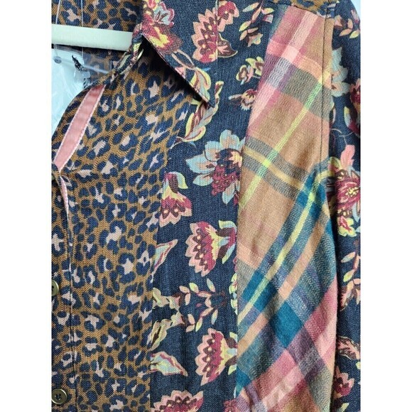 Soft Surroundings Icon Print Mix Tunic Shirt Black Thrush Sz M NWT *Flawed* - Picture 2 of 14